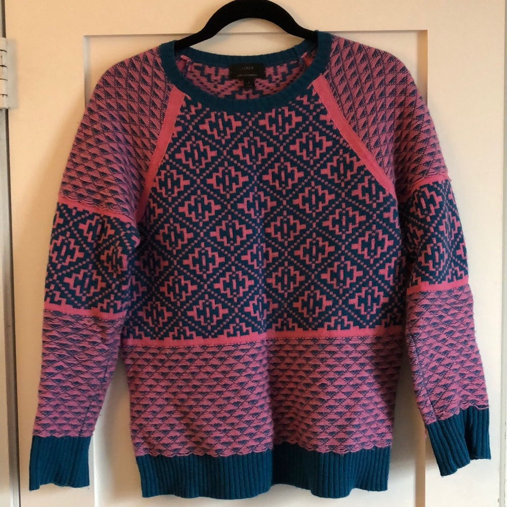 J. Crew wool cashmere fair isle sweater size small
